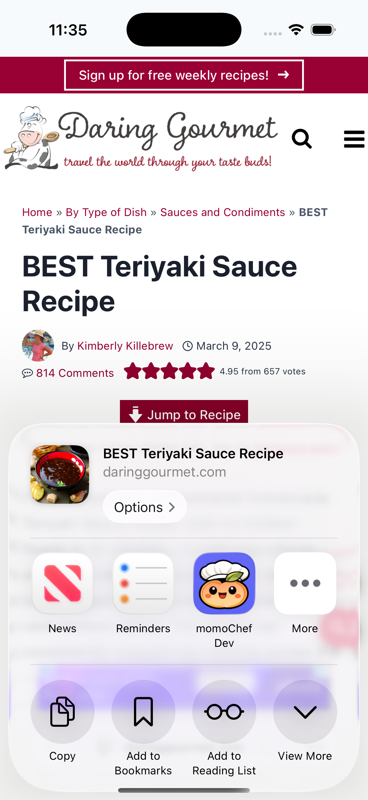 iOS Share Sheet with momoChef