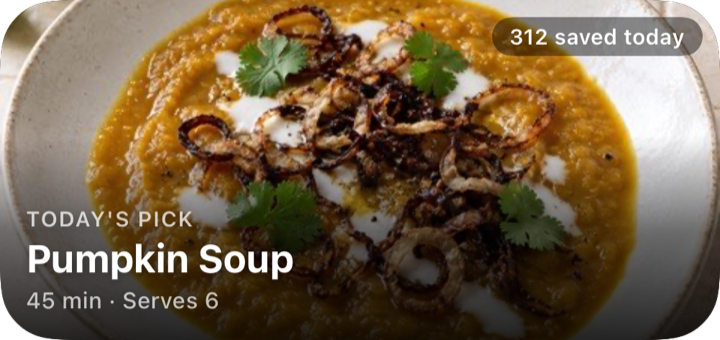 Recipe of the Day widget showing today's community pick