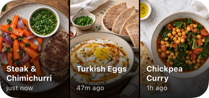 Recently Cooked widget showing your recent cooks