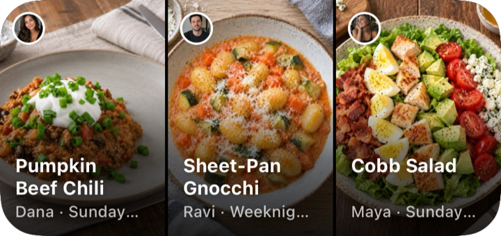 In Your Groups widget showing recipes shared by your groups
