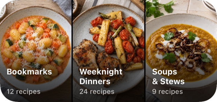 Recipe Books widget showing your recipe book covers