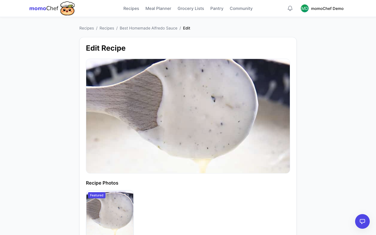 Recipe editor