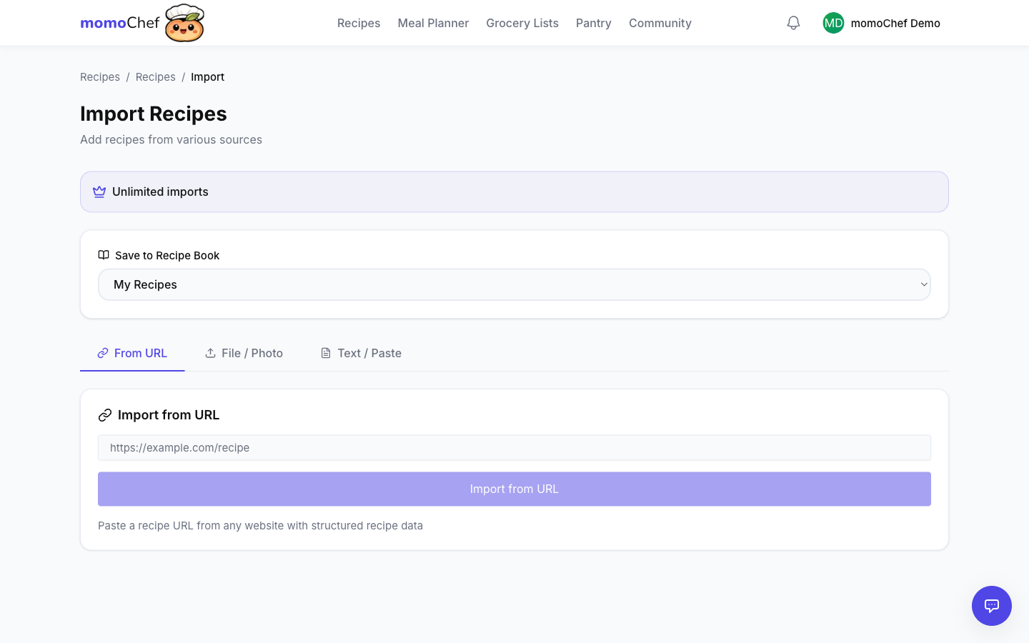 Recipe import
